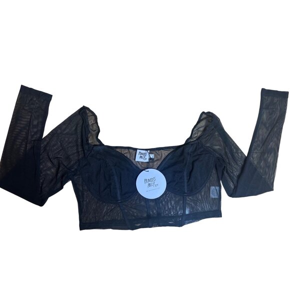 Princess Polly Maranta Long Sleeve Top Black Curve Size 14 - Picture 7 of 8